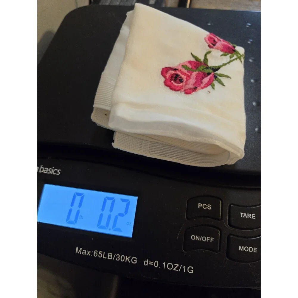 A Burmel Original All Cotton Made In Switzerland vintage embroidered rose hanky